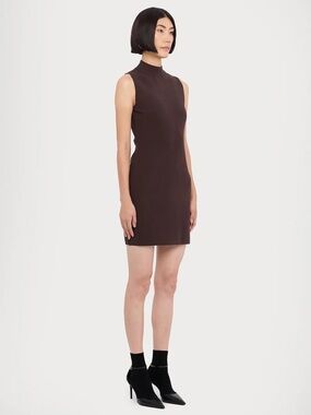 Michael Kors Sleeveless High-Neck Brown Dress